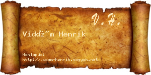 Vidám Henrik névjegykártya
